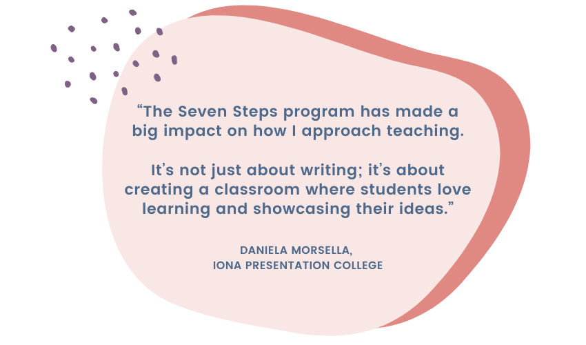 A testimonial about the impact of the Seven Steps program from a teacher who has a Seven Steps membership.